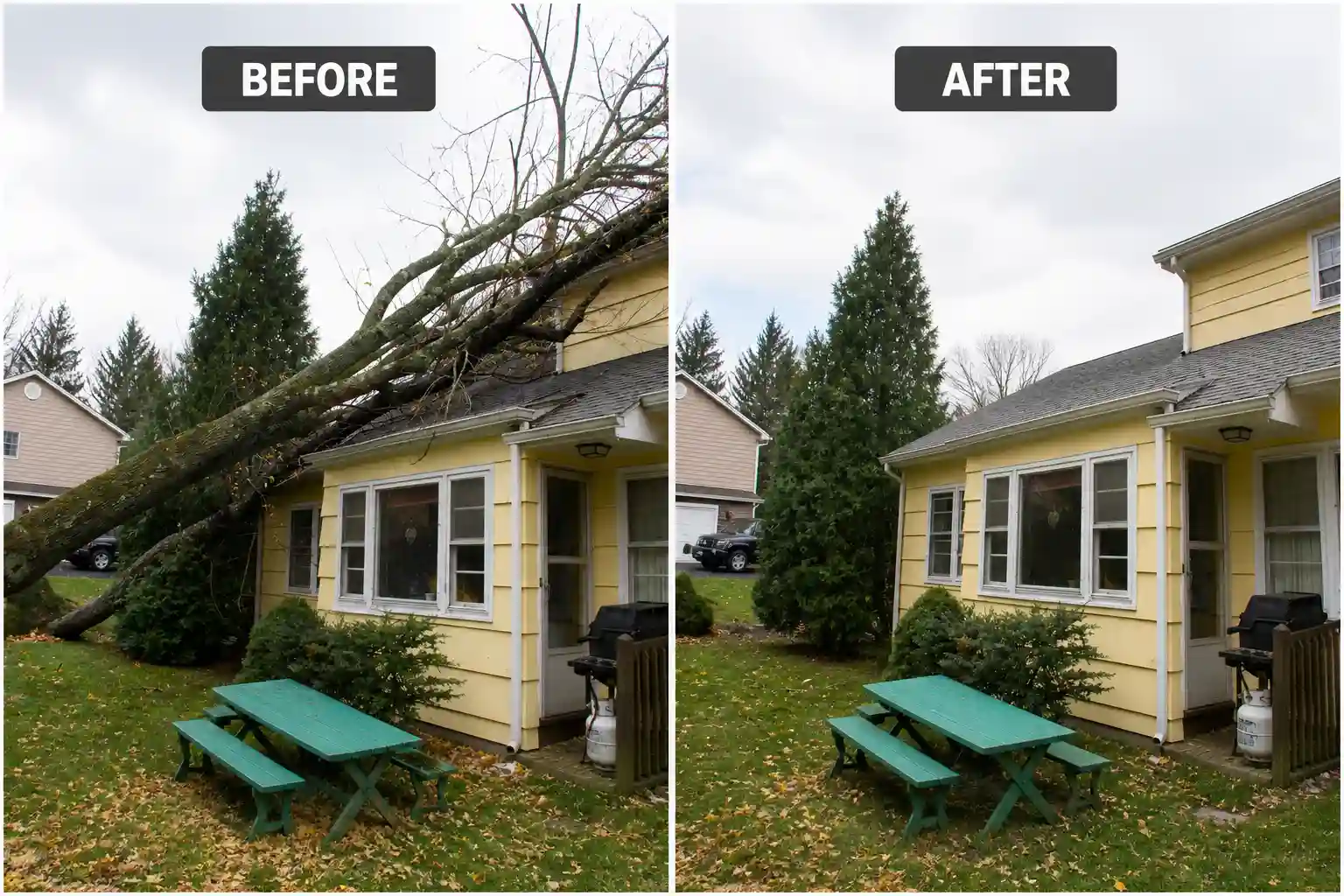 Emergency tree removal in Phelps Grove Springfield MO after storm damage tree fell on property