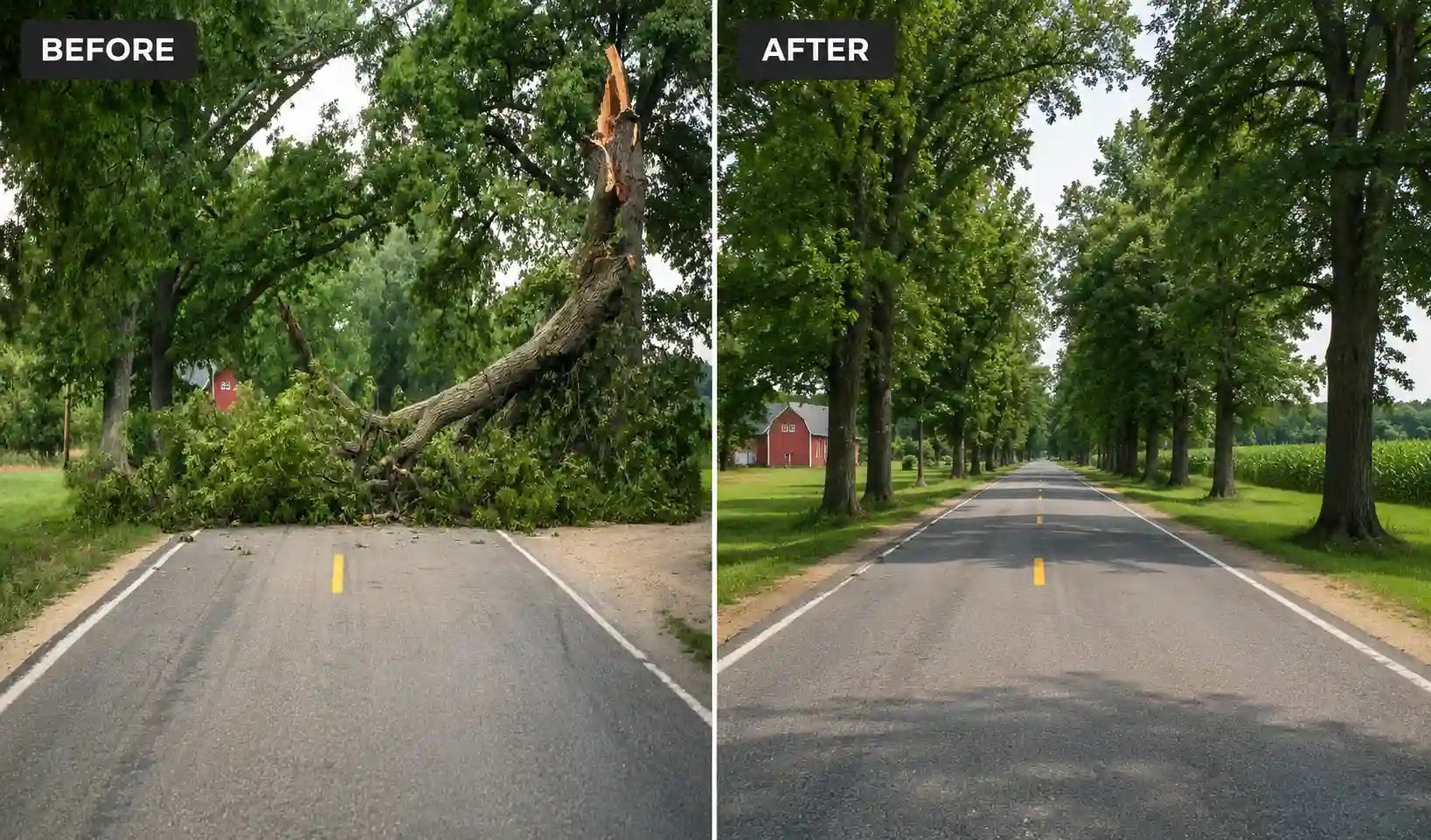 Storm debris removal service hauling branches and damaged materials in Springfield